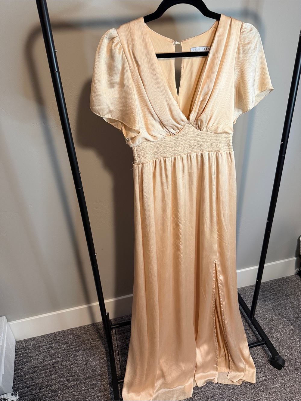 Baltic Born Cream Maxi Dress with Smocked Waist and Front Slit